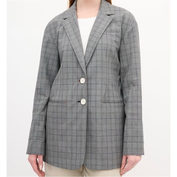 Tibi Oversized Jasper Checked Woven Blazer Size 4 Grey Multi Colour - Picture 4 of 15